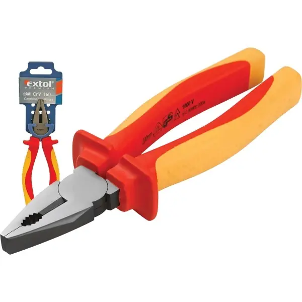 Extol kombinált fogó, szigetelt, duál piros-sárga nyél, 1000V, 200mm Újdonság